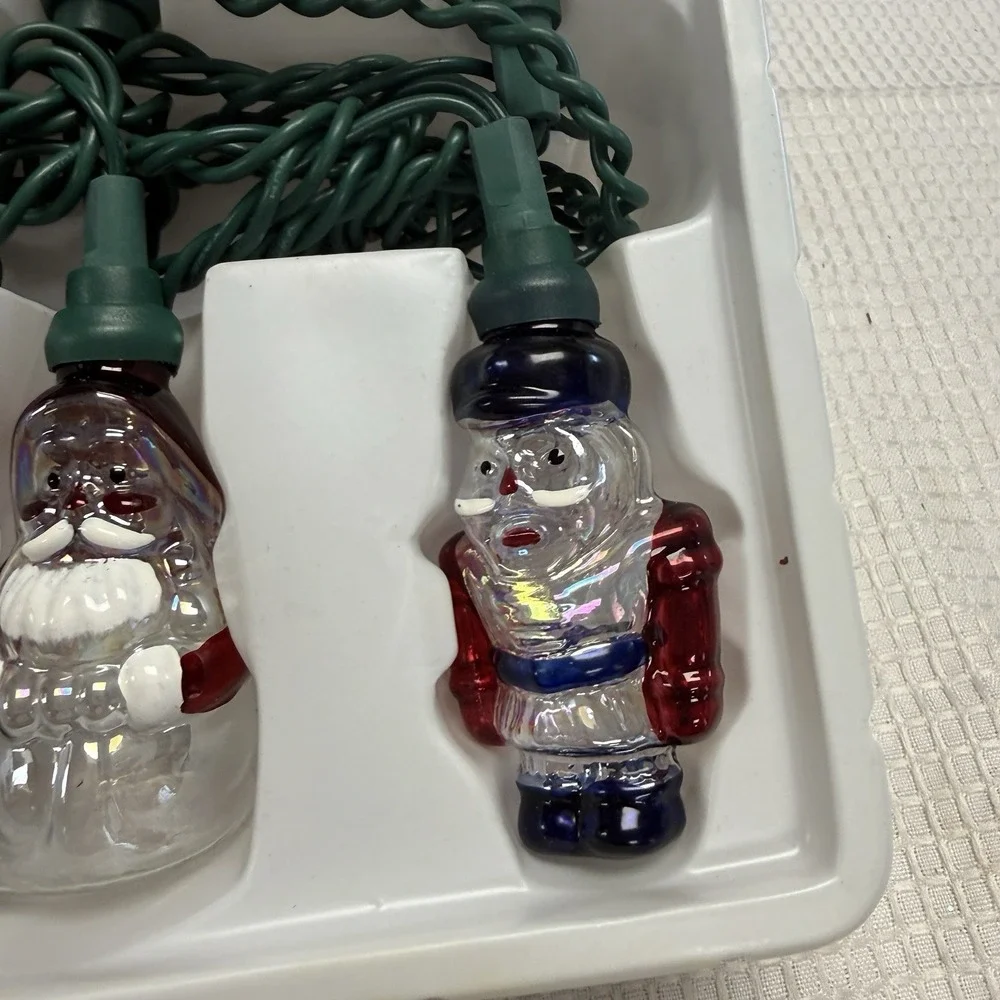 Vintage 2002 Target Christmas Glass Novelty 10 Lights Strand Santa Snowman‎